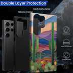 for Samsung Galaxy S23 Ultra Case, Stained Glass Cactus Pattern Glossy 2 in 1 - Image 2