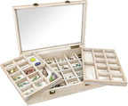 MOOCA Tempered Glass Jewelry Box Organizer, Two-Layer Jewelry Display Case by Mooca