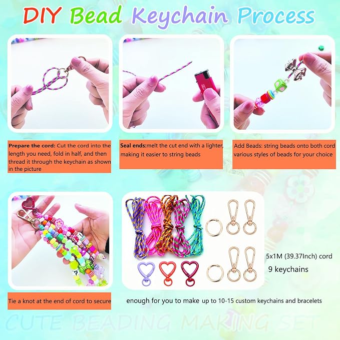 BOAJUNWU 452PCS Beaded Keychain Making Kit - Image 8