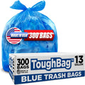 ToughBag 13 Gallon Recycling Bags, Blue Trash Bags (300 COUNT) - Blue Recycle Bags, Recycle Trash Bags 13 Gallon Tall Kitchen - Made in USA