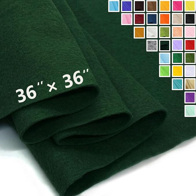 Hunter Green Felt Fabric 36" X 36", 1.6mm Thick Soft and Durable Flexible Craft by FANOMMI