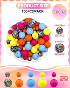 FIVEIZERO 100PCS 9mm & 15mm Silicone Beads, Neon Mix | 5 Colors, Fade-resistant - Image 2
