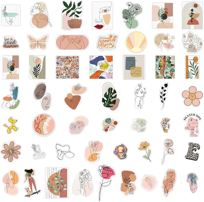 Retro Aesthetic Boho Stickers, Cute Vinyl Waterproof Stickers Water Bottles - Image 4