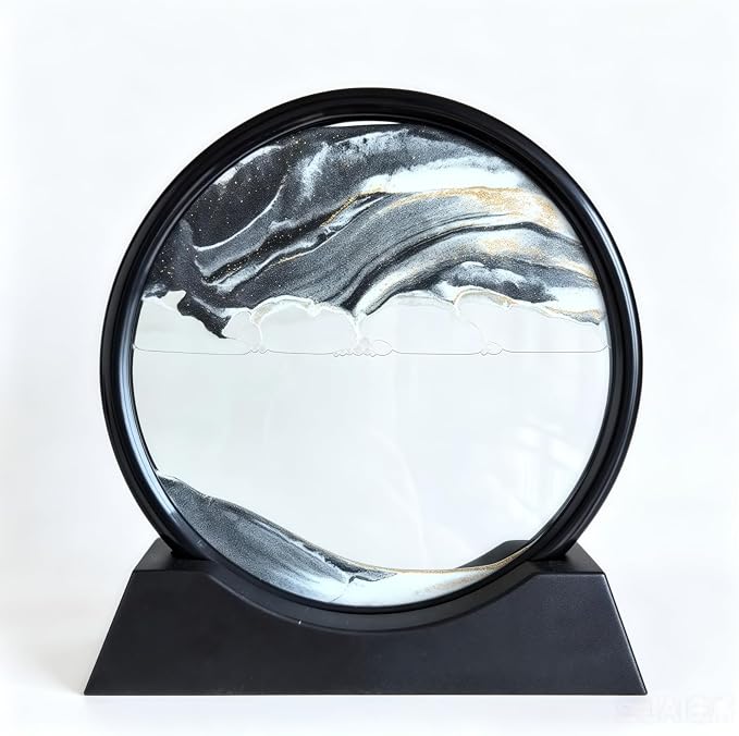 Moving Sand Art Picture- Sand Art Liquid Motion 3D Sandscape, Round Glass Frame by Kbkoudez