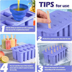 Purple Silicone Popsicles Molds, 10 Cavity Homemade Popsicle Molds DIY Ice Pop - Image 4
