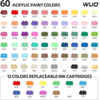 WUO Acrylic Paint Markers, 60 Colors Water-Based No-Bleed Paint Pens - Image 3