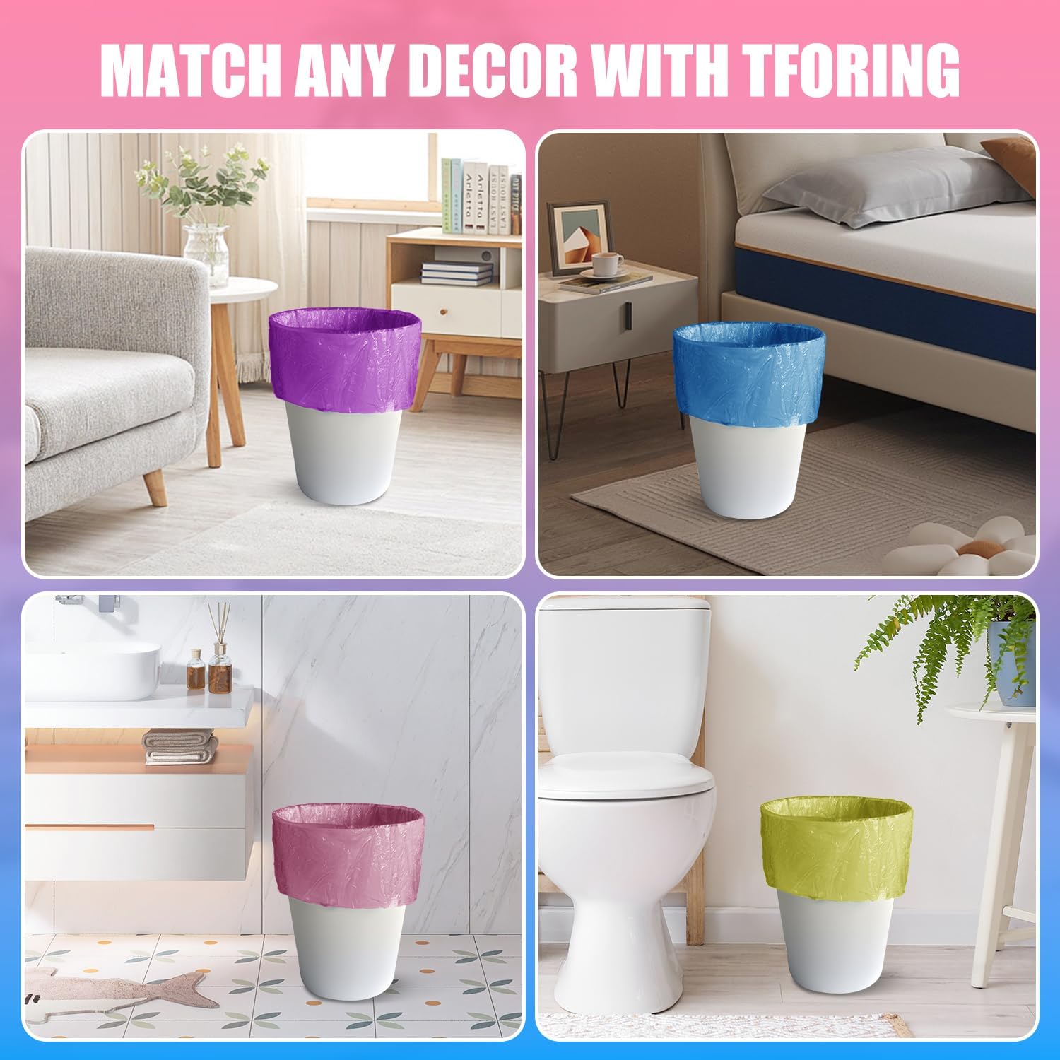 300 Count 6 Gallon Trash Bags - 22 Liter Colored Medium Garbage Bags Unscented 0.94 Mil Thick & Leakproof Wastebasket Liners for Kitchen Bathroom Home