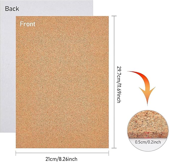 BENECREAT 6 Pack Self-Adhesive Cork Sheets Cork Tiles Cork Mat 12x8 Inch - Image 2