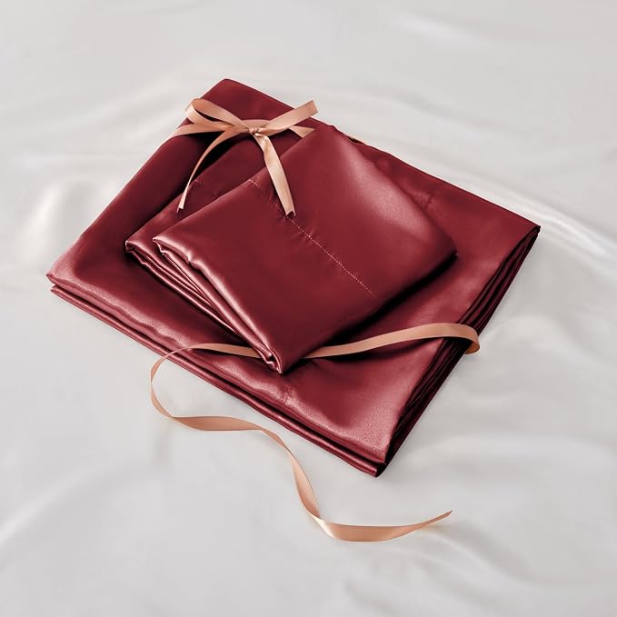 BEDELITE Satin Fitted Sheet and Pillowcases Set, Soft Similar to Silk Bottom - Image 6