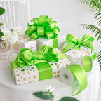 HUIHUANG Lime Green Wired Ribbon 2.5 inch Green Satin Wire Ribbon - Image 5