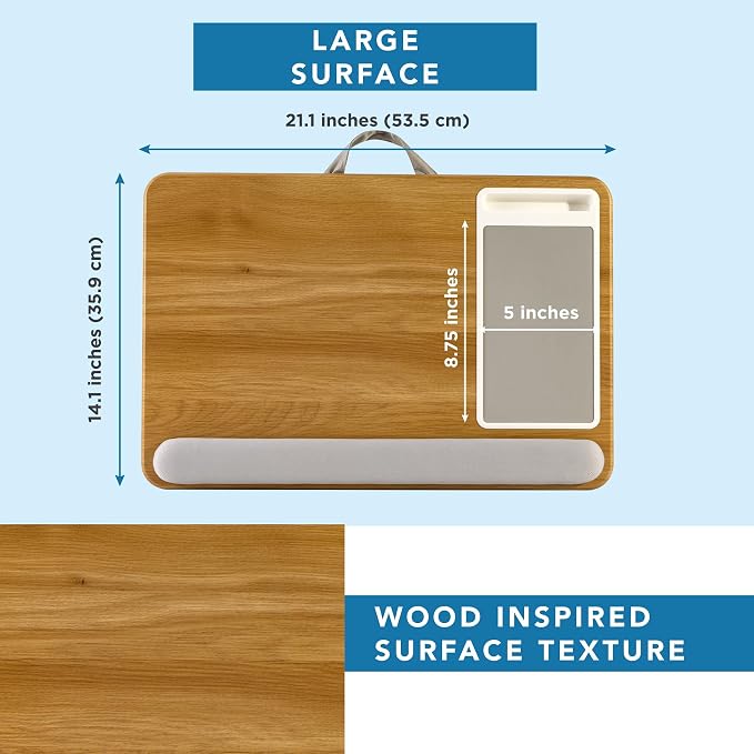 LAPGEAR Home Office Pro Lap Desk – Oak Woodgrain, Fits 15.6” Laptops - Image 5