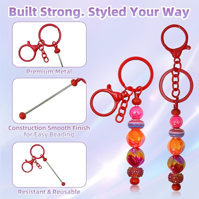 28 Pcs Beadable Keychain Bars - Image 6