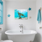 JAPO ART Green Sea Turtle Wall Art Submarine Picture Blue Ocean Animal Painting - Image 5
