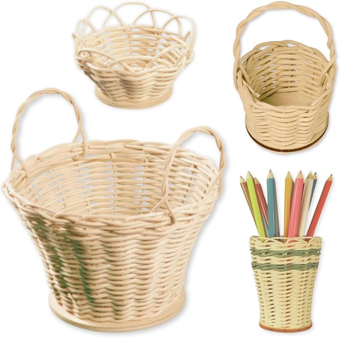 PEDDIG SHOP Mini Basket Weaving Kit – 4 Piece DIY Rattan Basket Craft Set by PEDDIGSHOP