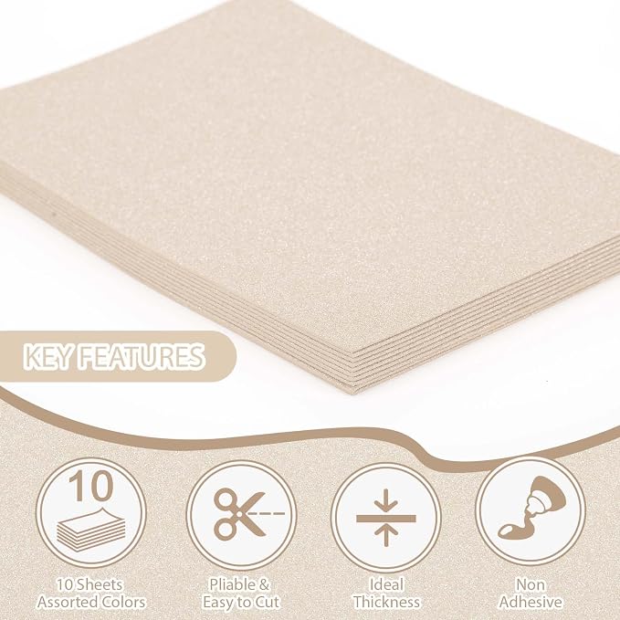 10 Pack Glitter Foam Sheets Craft 8 x 12 inch | Sparkles Foam Paper - Image 3