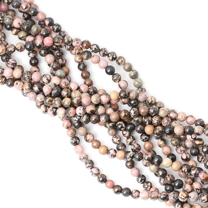 60PCS 6mm Natural Black Line Rhodochrosite Gemstone Smooth Round Loose Beads - Image 4