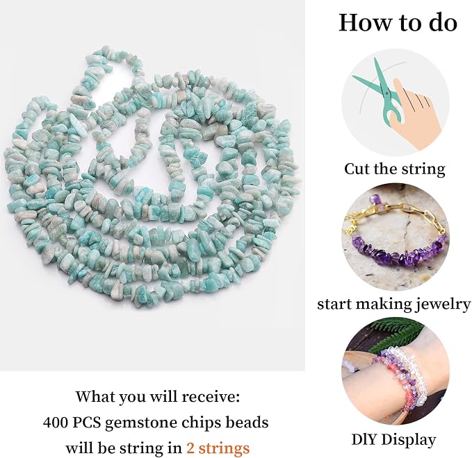 400pcs Natural Chip Stone Beads - Image 8