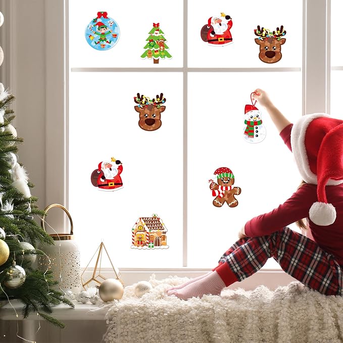 Renbuzhu 36PCS Christmas Crafts Bulk: Xmas Paper Suncatchers DIY Kit - Image 6