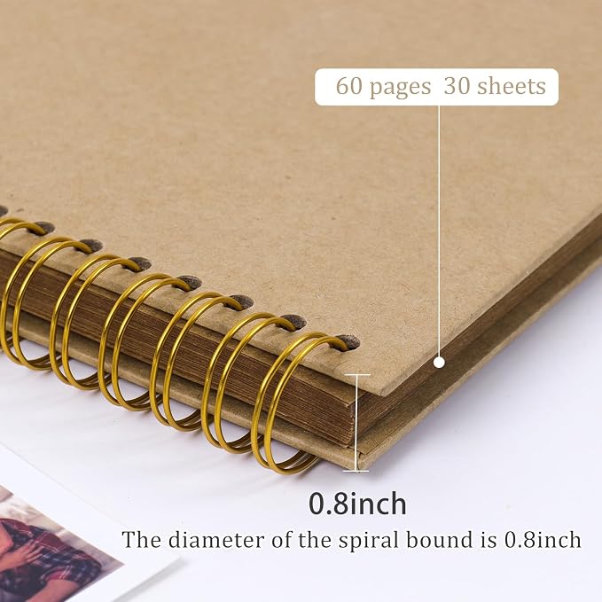 RECUTMS 8 x 8 Inch Small DIY Scrapbook Photo Album, 60 Pages Hardcover Craft - Image 4