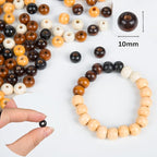 600pcs 10mm Wooden Beads for Jewelry Making, Large Hole Natural Wood Spacer - Image 2