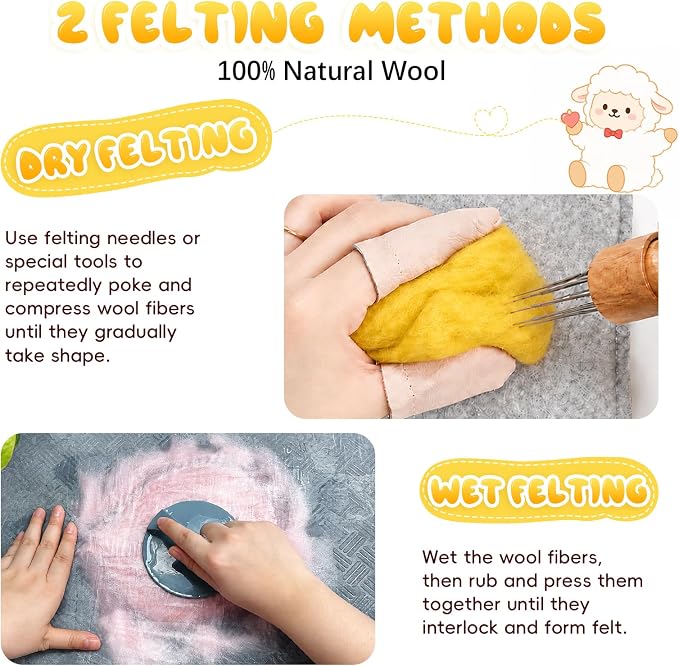 3.53oz Wool Roving: Needle Felting Wool White Roving Wool Felting Supplies Pure - Image 8