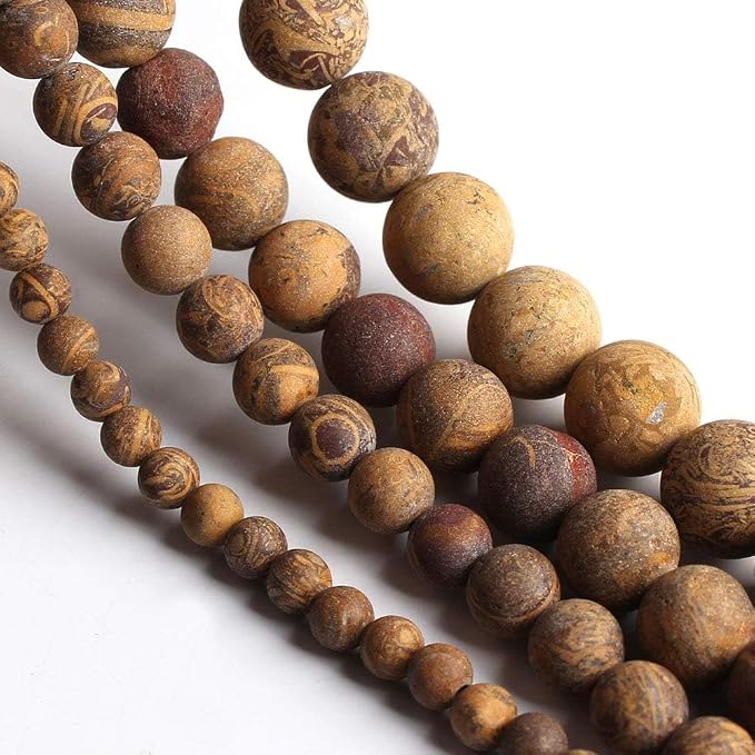 4mm Matte Brown Pictures Jaspers Bead, 15-Inch Matte Round Loose Stone Beads - Image 6