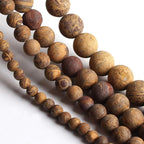 10mm Matte Brown Pictures Jaspers Bead, 15-Inch Matte Round Loose Stone Beads - Image 6