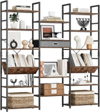 NUMENN Bookcases and Bookshelves Triple Wide 6 Tier Bookshelf, Large Etagere - Image 3