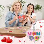 RattanView 24 Pcs Mom Craft Color Your Own Keychains Diy Craft Wooden Blank - Image 6