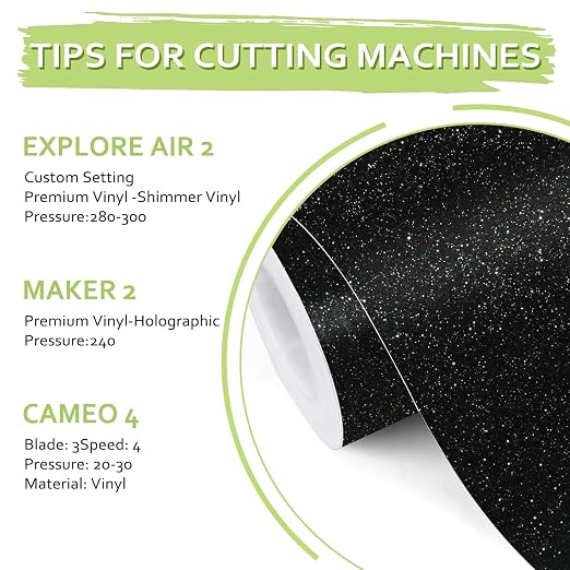 TECKWRAP Black Glitter Vinyl Permanent – Shimmer Vinyl Adhesive Vinyl Roll 1ft - Image 2