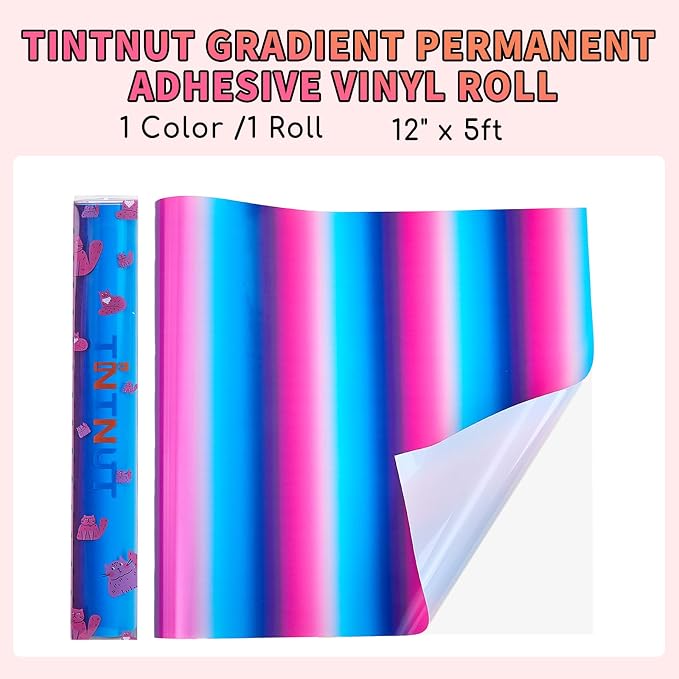 Tintnut Gradient Permanent Vinyl Roll 12in x 5ft Rose Blue Adhesive Vinyl | - Image 2