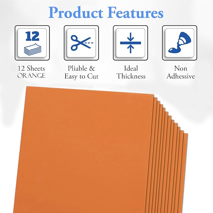 Orange Eva Foam Sheets, 2mm Thick, 6 x 9 Inch, Handicraft Foam Paper - Image 2