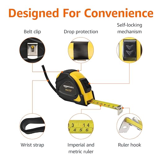 Amazon Basics Self-Locking Tape Measure, Accurate Dual Scale inch/metric - Image 4