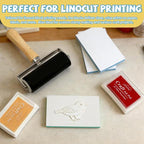 17 Pack Linoleum Block Stamp Making Kit, 3 Ink Pads, Brayer Roller & 6 Type - Image 5