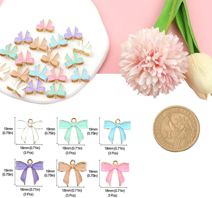 Bow Charms for Bracelet Jewelry Making Cute Bracelet Charms | 18Pcs, Bow Charms - Image 7
