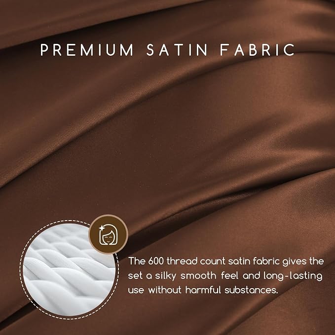 MR&HM Satin Bed Sheets, Twin XL Size Sheets Set - Image 2