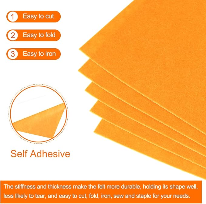 MECCANIXITY Adhesive Felt Sheets, Felt Fabric Crafts Back Adhesive Felt Sheets - Image 4