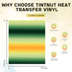 Tintnut Green Yellow Gradient Heat Transfer Vinyl, Ombre pattern, PU HTV Sheets - Image 2