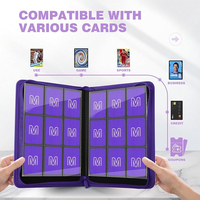Trading Card Binder with 9 Side Loading Pocket Card Album Hold Up to 540 Cards - Image 2