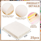 25 Sheets Watercolor Paper 8.5 x 11, 300 GSM Deckled Edge Paper Rough/Textured - Image 2