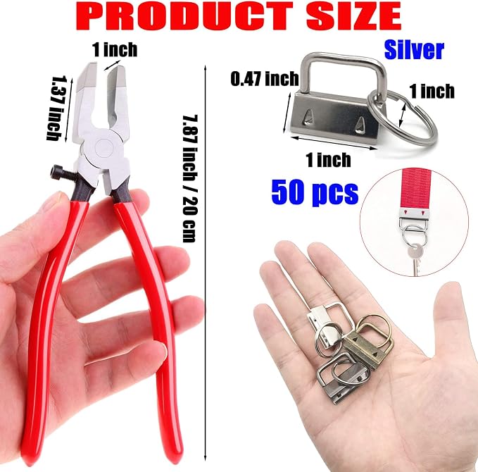 100Pcs Silver Key Fob Hardware Set, 1 Inch Metal Key Fob Tabs - Image 2