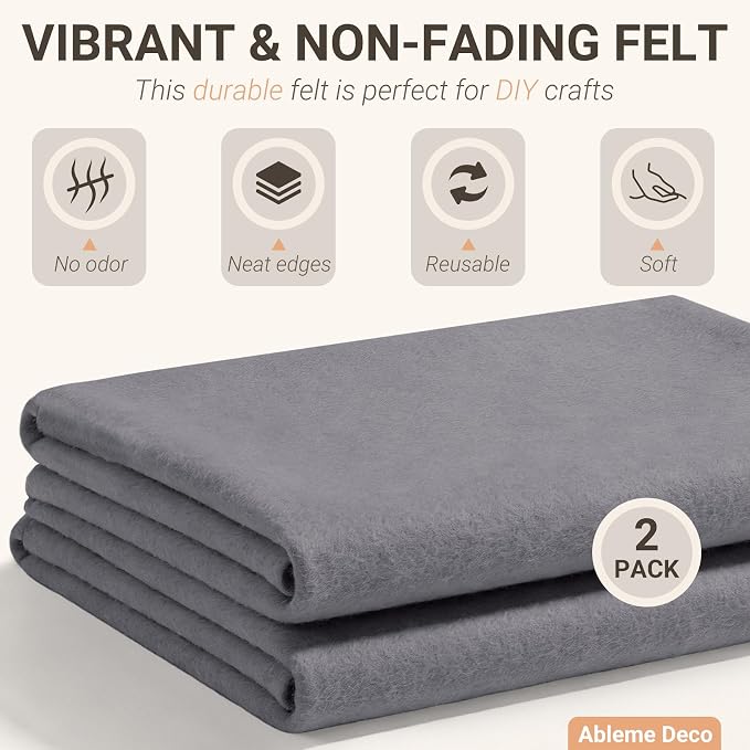Felt Fabric Sheets 18" x 18" 1.6mm Soft Craft Felt, Dark Grey | Soft Precut - Image 3
