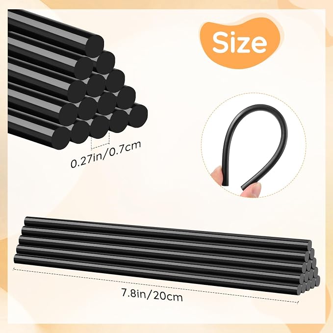 72 Pack Black Hot Glue Sticks Bulk, 0.27" Dia x 8" Long Black Glue Sticks - Image 4