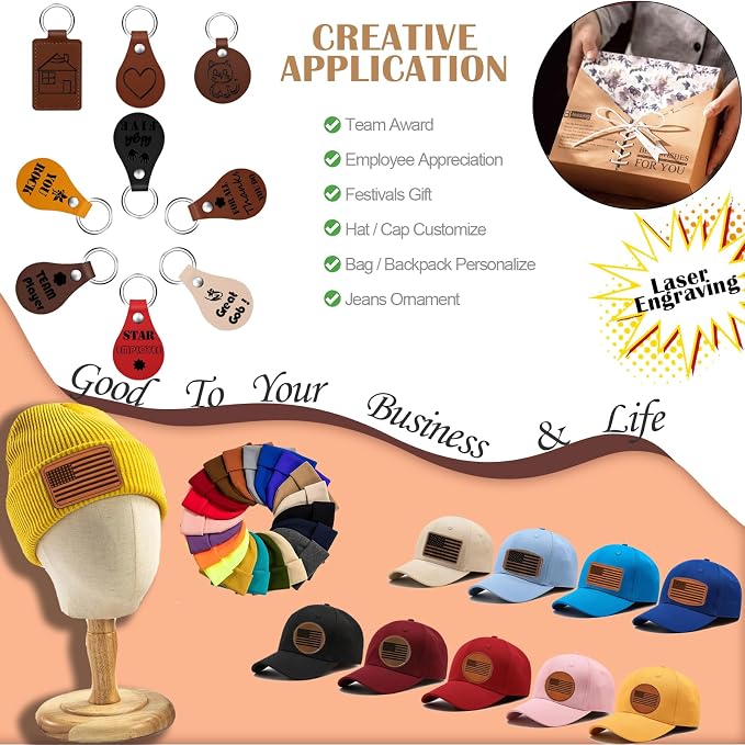 90pcs Blank Patches for Laser Engraving & Iron On | PU Leather Repair Patches | - Image 2