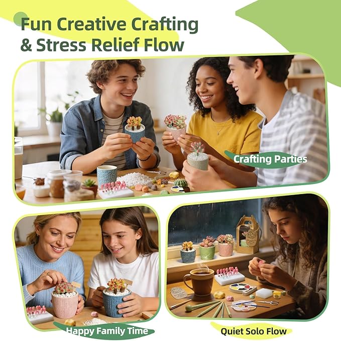 Microland Crafts for Teens Succulents Flower Making Kit, Teen Crafts Air Dry - Image 4