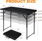 4ft Folding Table, Portable Fold-in-Half Adjustable Height Utility Table - Image 2