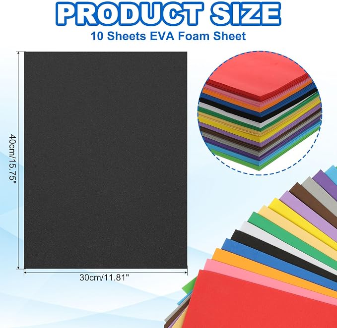 PATIKIL 10Pcs Black EVA Foam Sheets, 15.7 x 11.8 Inches 1mm Thick Foam Sheets - Image 2