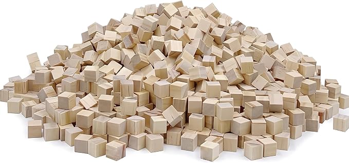 1cm Wood Blocks for Crafts, Natural Pine Small Wood Square Blocks, Wooden Cubes by SIWUCHYE