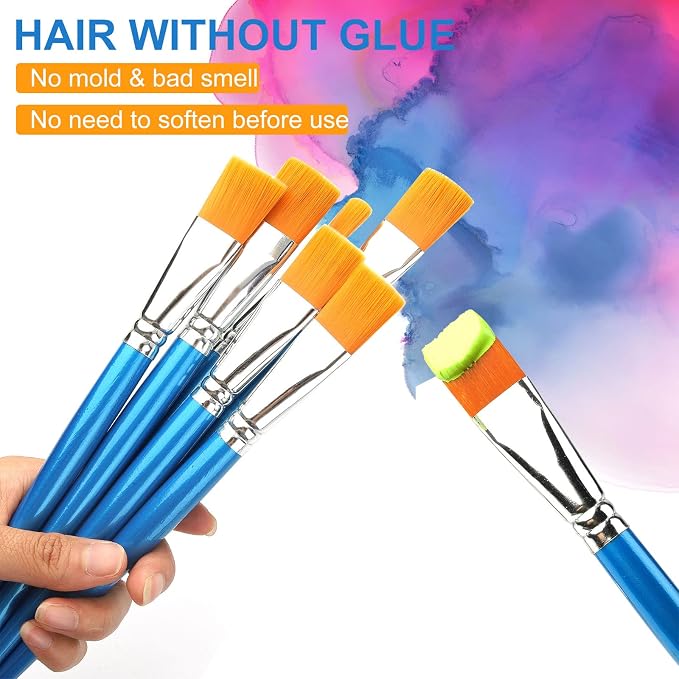 1 inch Flat Paint Brushes for Acrylic Painting, 12 Pieces Large Synthetic Paint - Image 3
