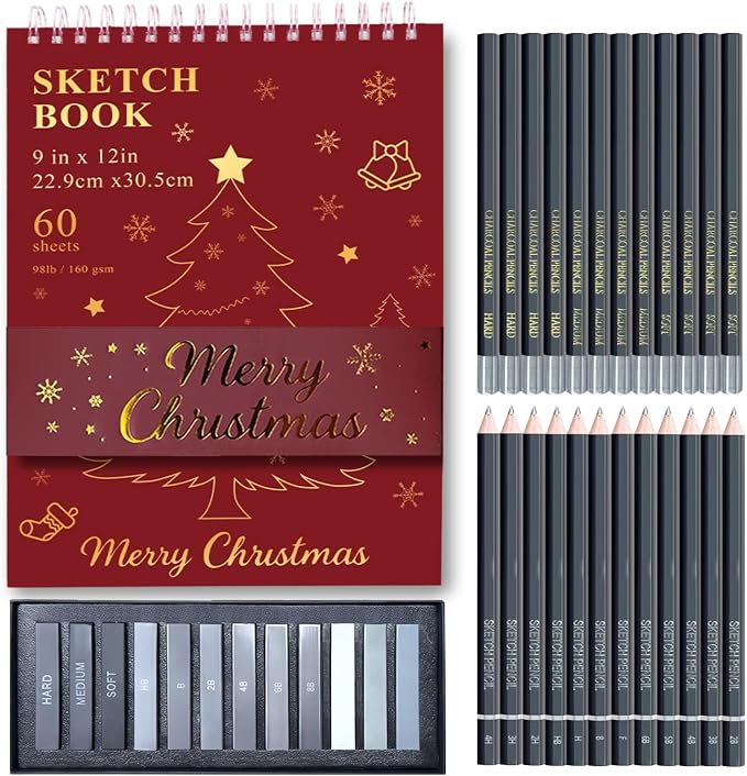 Fuxi Art Supplies for Teens 14-16 Girls, Professional Sketch Book and Pencils by SketchBook